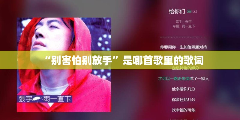 “别害怕别放手”是哪首歌里的歌词 “别害怕别放手”是哪首歌里的歌词