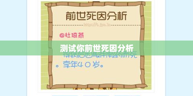 测试你前世死因分析
