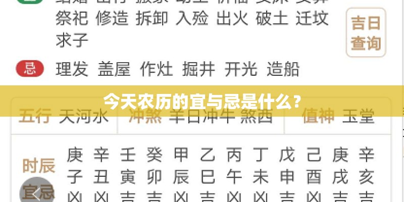 今天农历的宜与忌是什么？