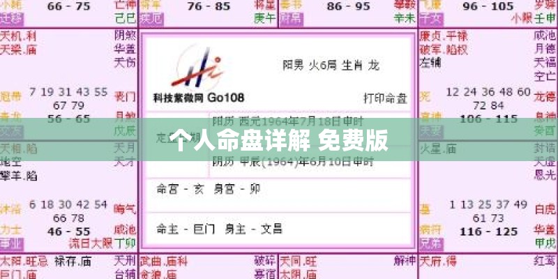 个人命盘详解 免费版