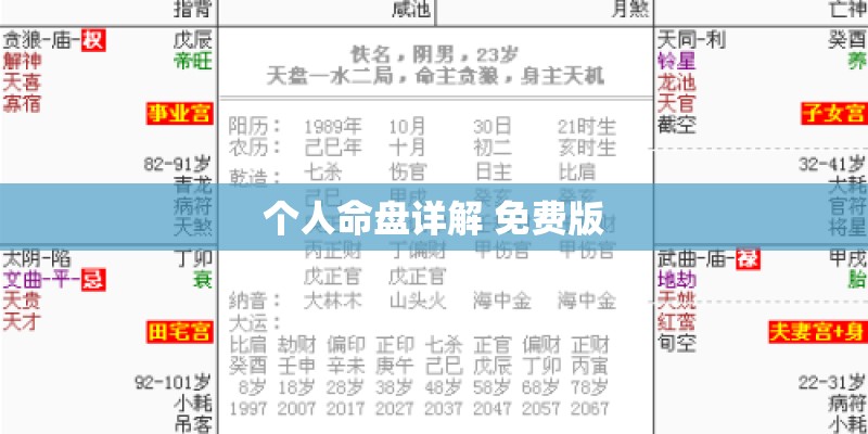 个人命盘详解 免费版