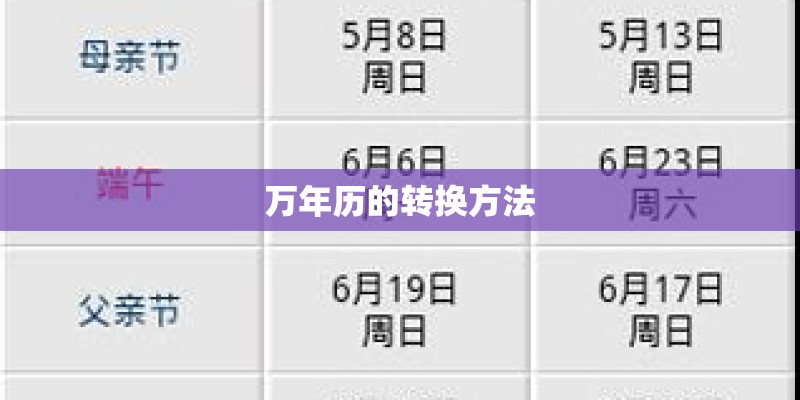 万年历的转换方法