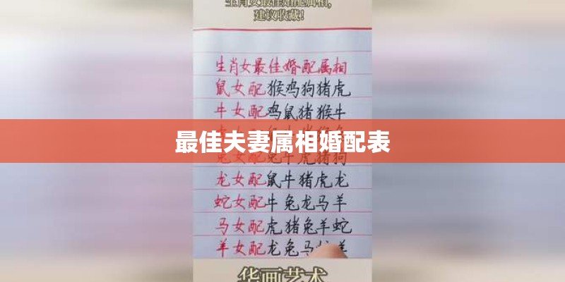 最佳夫妻属相婚配表