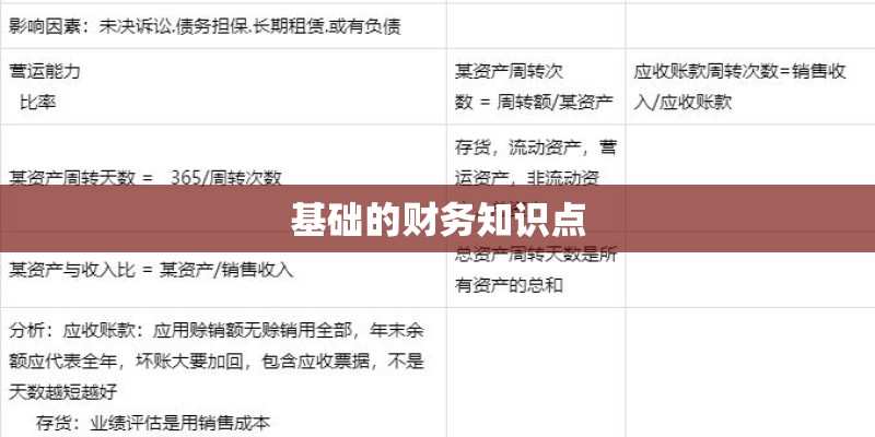 基础的财务知识点