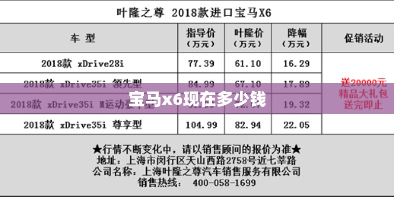 宝马x6现在多少钱