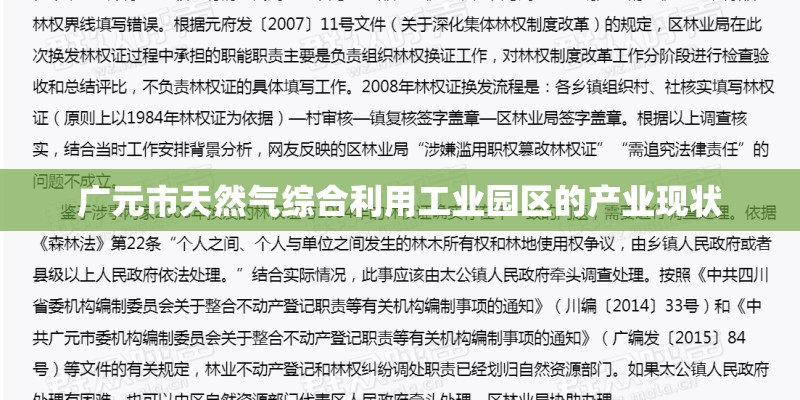 广元市天然气综合利用工业园区的产业现状