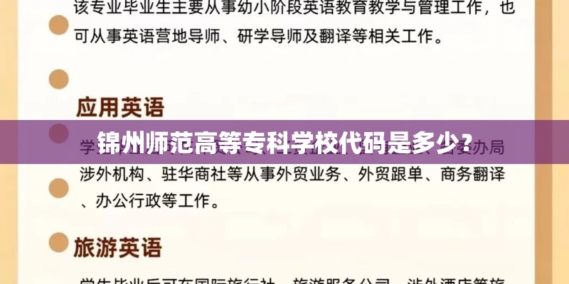 锦州师范高等专科学校代码是多少？