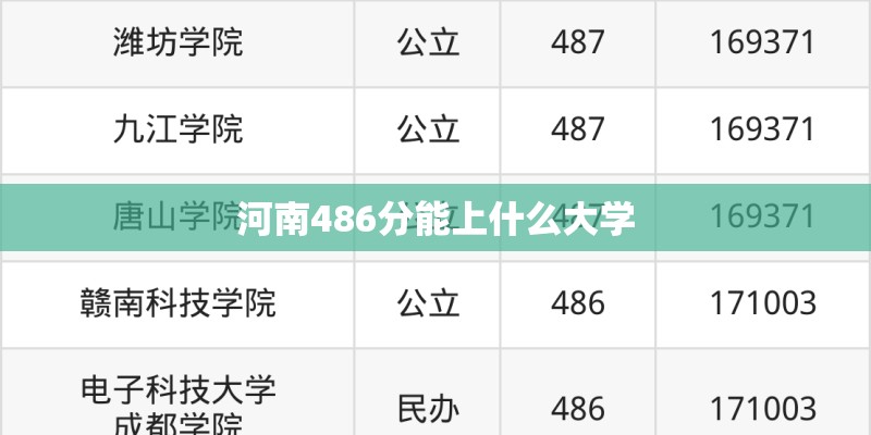 河南486分能上什么大学