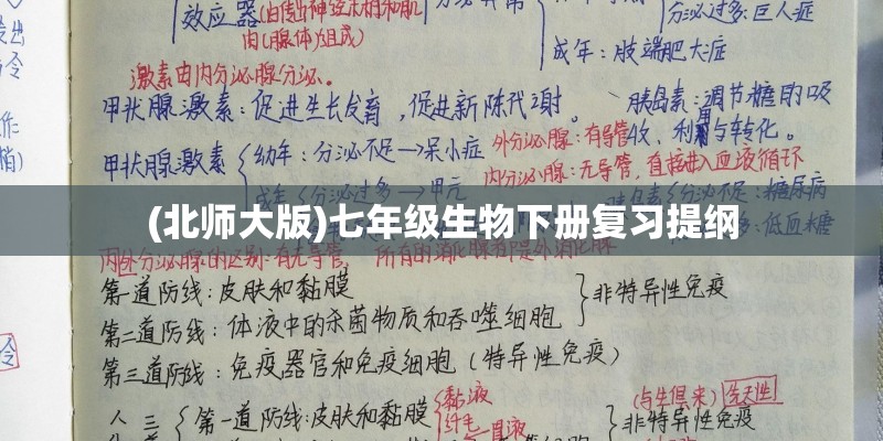 (北师大版)七年级生物下册复习提纲